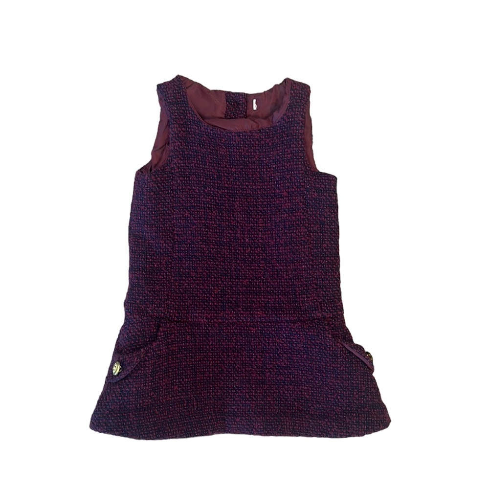 Navy and purple tweed dress